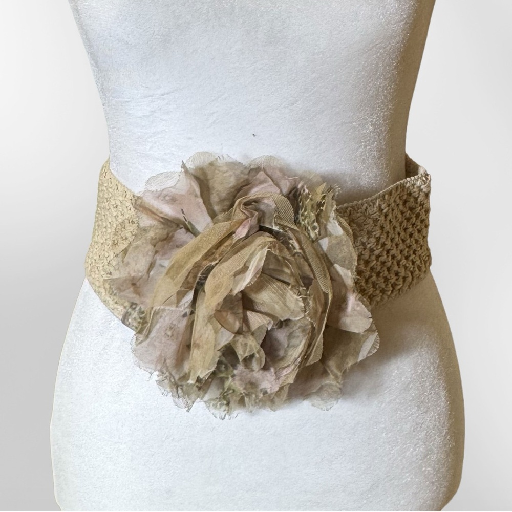Neutral Floral Fabric Waist Belt